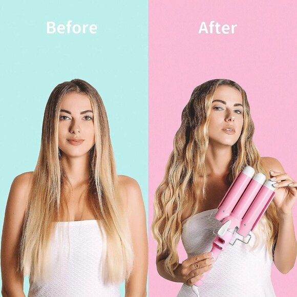 Wave Ceramic Triple Barrel Curling Iron Wand with LCD Display - Picture 3 of 6